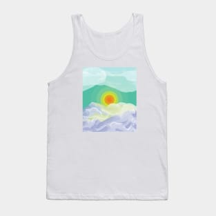 Abstract view sunrise time over the sea , sun light reflection  , clouds and morning fog Tank Top